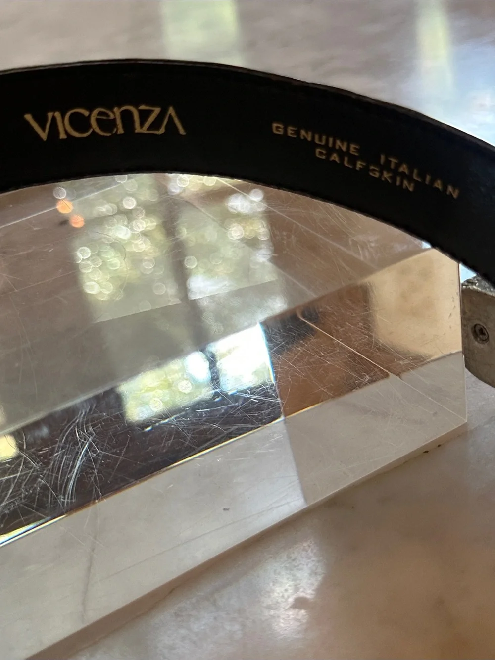 Vicenza Genuine Italian Calfskin. Brown Crocodile Embossed. Silver Tone Buckles.